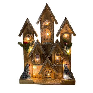 Svjetleći drveni ukras kuća – mali dvorac