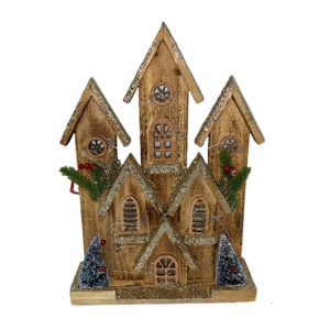 Svjetleći drveni ukras kuća – mali dvorac